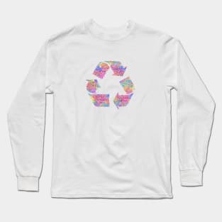 Recycle Symbol Silhouette Shape Text Word Cloud Long Sleeve T-Shirt